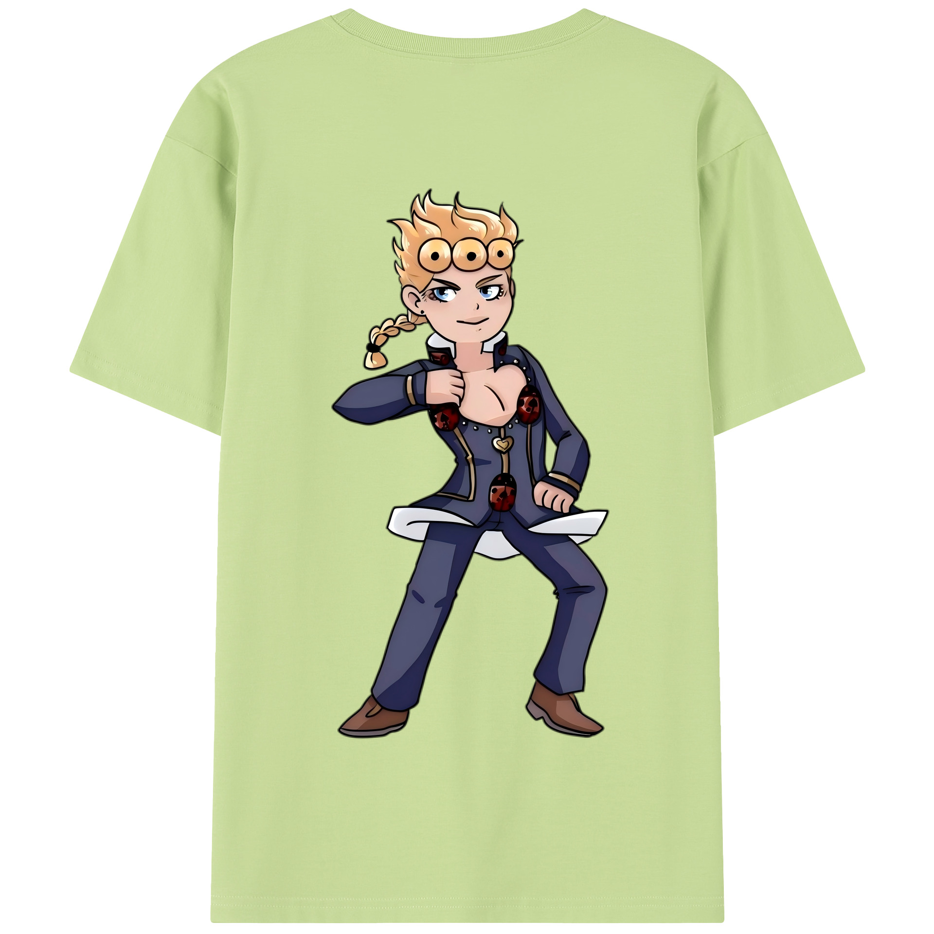 （画像用） ジョジョの奇妙な冒険 ジョルノ?ジョバァーナ JoJo's Bizarre Adventure Giorno Giovanna 綿100％半袖Tシャツ（背面プリント）